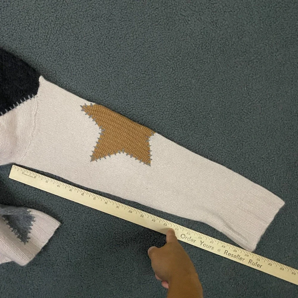 360 Cashmere Sweater Womens Small Patchwork Stitched Star Cropper Knit